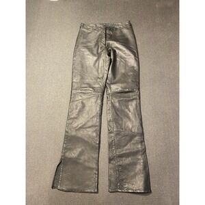 Vintage‎ Cache Black Leather Pants size 4 Side Slits Buttery Soft Bootcut/flare